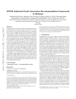MTGR: Industrial-Scale Generative Recommendation Framework in Meituan