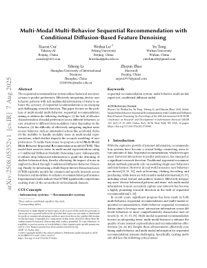 Multi-Modal Multi-Behavior Sequential Recommendation with Conditional Diffusion-Based Feature Denoising