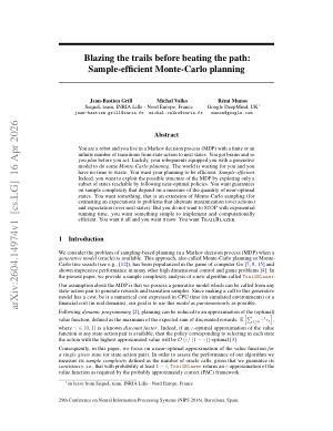 Blazing the trails before beating the path: Sample-efficient Monte-Carlo planning