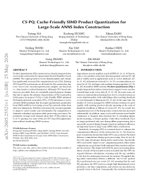 CS-PQ: Cache-Friendly SIMD Product Quantization for Large-Scale ANNS Index Construction