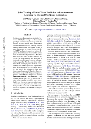 Joint Training of Multi-Token Prediction in Reinforcement Learning via Optimal Coefficient Calibration