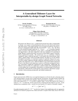 A Generalized Tikhonov Layer for Interpretable-by-design Graph Neural Networks