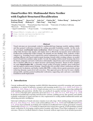 OmniVerifier-M1: Multimodal Meta-Verifier with Explicit Structured Recalibration