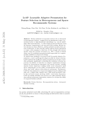 LeAP: Learnable Adaptive Permutation for Feature Selection in Heterogeneous and Sparse Recommender Systems