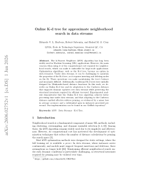 Online K-d tree for approximate neighborhood search in data streams