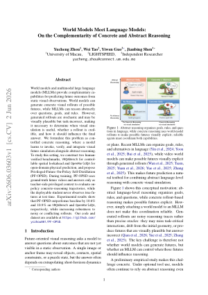 World Models Meet Language Models: On the Complementarity of Concrete and Abstract Reasoning