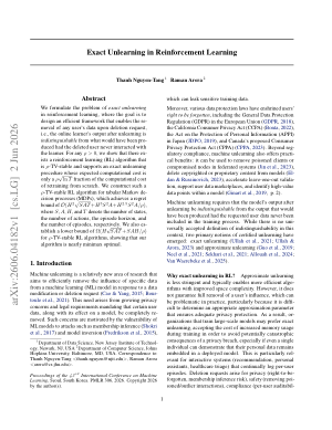 Exact Unlearning in Reinforcement Learning