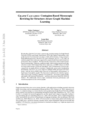 Graph Cascades: Contagion-Based Mesoscopic Rewiring for Structure-Aware Graph Machine Learning