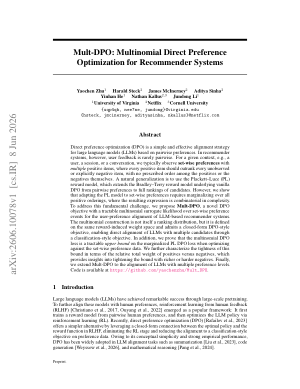 Mult-DPO: Multinomial Direct Preference Optimization for Recommender Systems