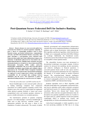 Post-Quantum Secure Federated DeFi for Inclusive Banking