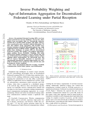 Inverse Probability Weighting and Age-of-Information Aggregation for Decentralized Federated Learning under Partial Reception