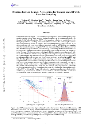 Breaking Entropy Bounds: Accelerating RL Training via MTP with Rejection Sampling