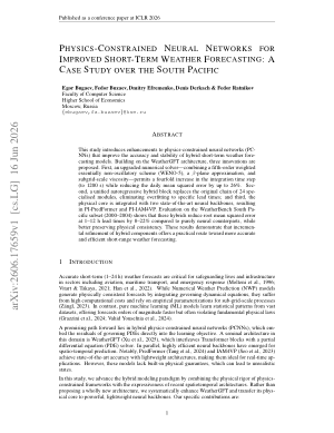 Physics-Constrained Neural Networks for Improved Short-Term Weather Forecasting: A Case Study over the South Pacific