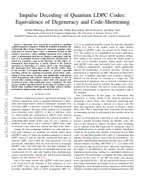 Impulse Decoding of Quantum LDPC Codes: Equivalence of Degeneracy and Code-Shortening