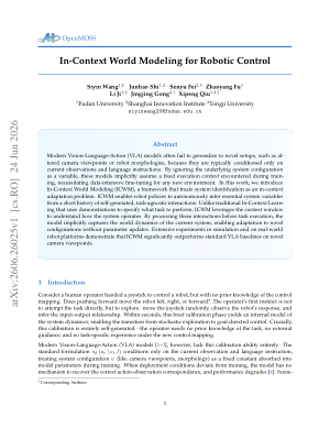 In-Context World Modeling for Robotic Control