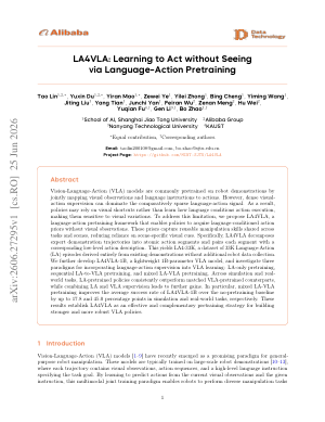LA4VLA: Learning to Act without Seeing via Language-Action Pretraining