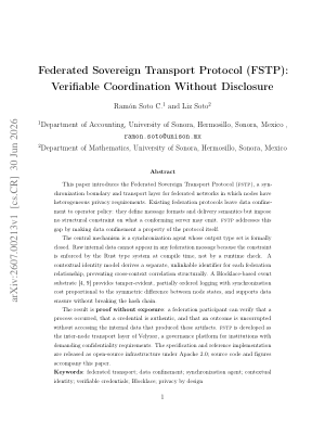 Federated Sovereign Transport Protocol (FSTP): Verifiable Coordination Without Disclosure