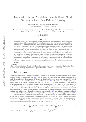 Entropy-Regularized Probabilistic Gates for Sparse Model Discovery in Scarce-Data Federated Learning
