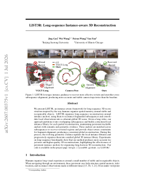 LIST3R: Long-sequence Instance-aware 3D Reconstruction