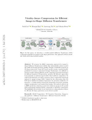 Vitality-Aware Compression for Efficient Image-to-Shape Diffusion Transformers
