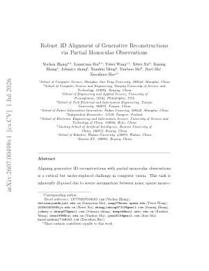 Robust 3D Alignment of Generative Reconstructions via Partial Monocular Observations