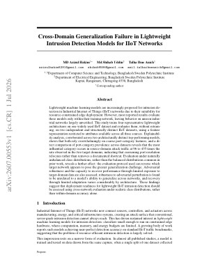 Cross-Domain Generalization Failure in Lightweight Intrusion Detection Models for IIoT Networks