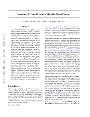 Structured 4D Latent Predictive Model for Robot Planning