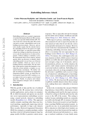 Embedding Inference Attack
