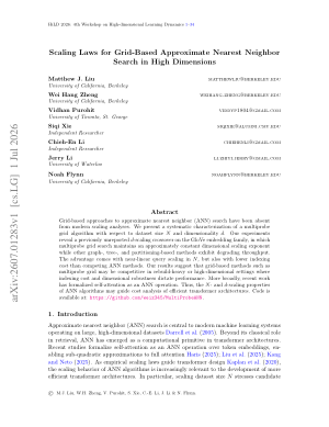 Scaling Laws for Grid-Based Approximate Nearest Neighbor Search in High Dimensions