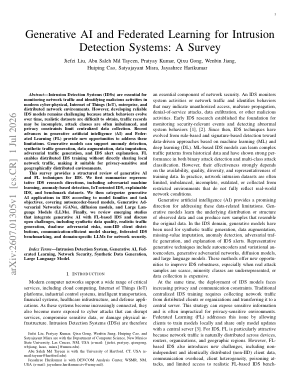 Generative AI and Federated Learning for Intrusion Detection Systems: A Survey