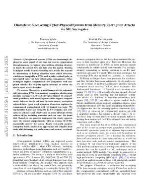 Chameleon: Recovering Cyber-Physical Systems from Memory Corruption Attacks via ML Surrogates