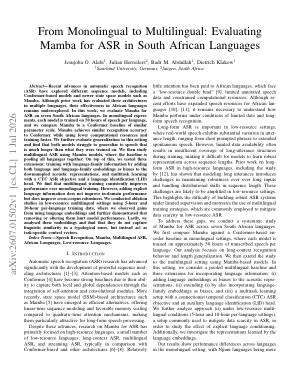 From Monolingual to Multilingual: Evaluating Mamba for ASR in South African Languages