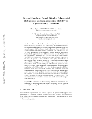 Beyond Gradient-Based Attacks: Adversarial Robustness and Explainability Stability in Cybersecurity Classifiers