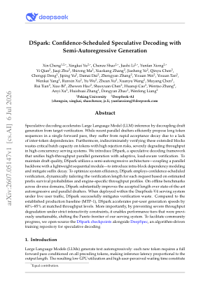 DSpark: Confidence-Scheduled Speculative Decoding with Semi-Autoregressive Generation