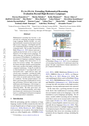 PluraMath: Extending Mathematical Reasoning Evaluation Beyond High-Resource Languages