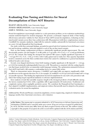 Evaluating Fine-Tuning and Metrics for Neural Decompilation of Dart AOT Binaries