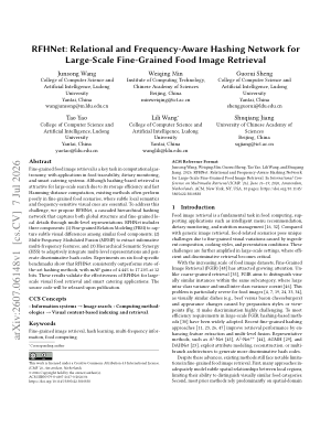 RFHNet: Relational and Frequency-Aware Hashing Network for Large-Scale Fine-Grained Food Image Retrieval