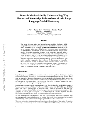 Towards Mechanistically Understanding Why Memorized Knowledge Fails to Generalize in Large Language Model Finetuning